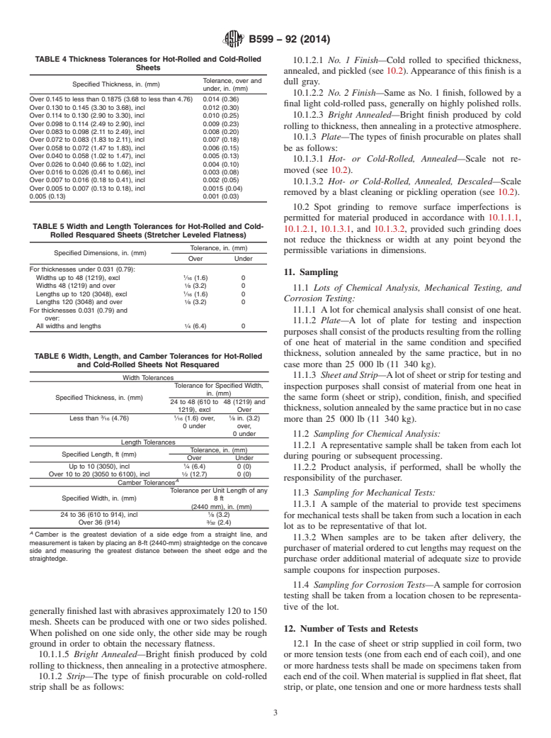 ASTM B599-92(2014) - Standard Specification for Nickel-Iron-Chromium-Molybdenum-Columbium Stabilized Alloy  &#40;UNS N08700&#41;        Plate, Sheet, and Strip