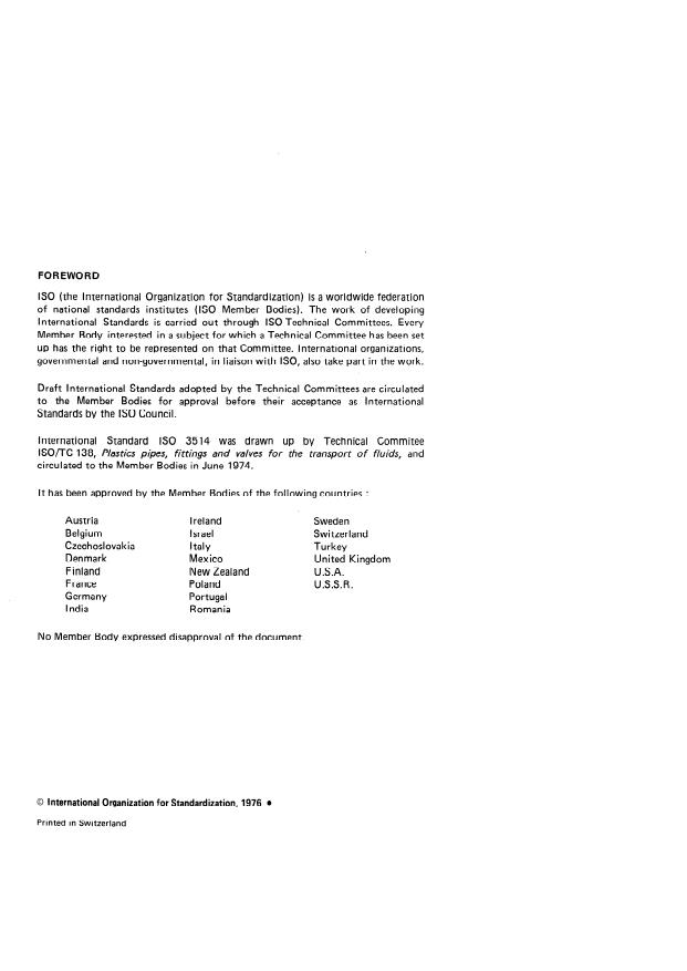 ISO 3514:1976 ISO 3514:1976 - Chlorinated polyvinyl chloride (CPVC) pipes and fittings -- Specification and determination of density - Page 2 preview