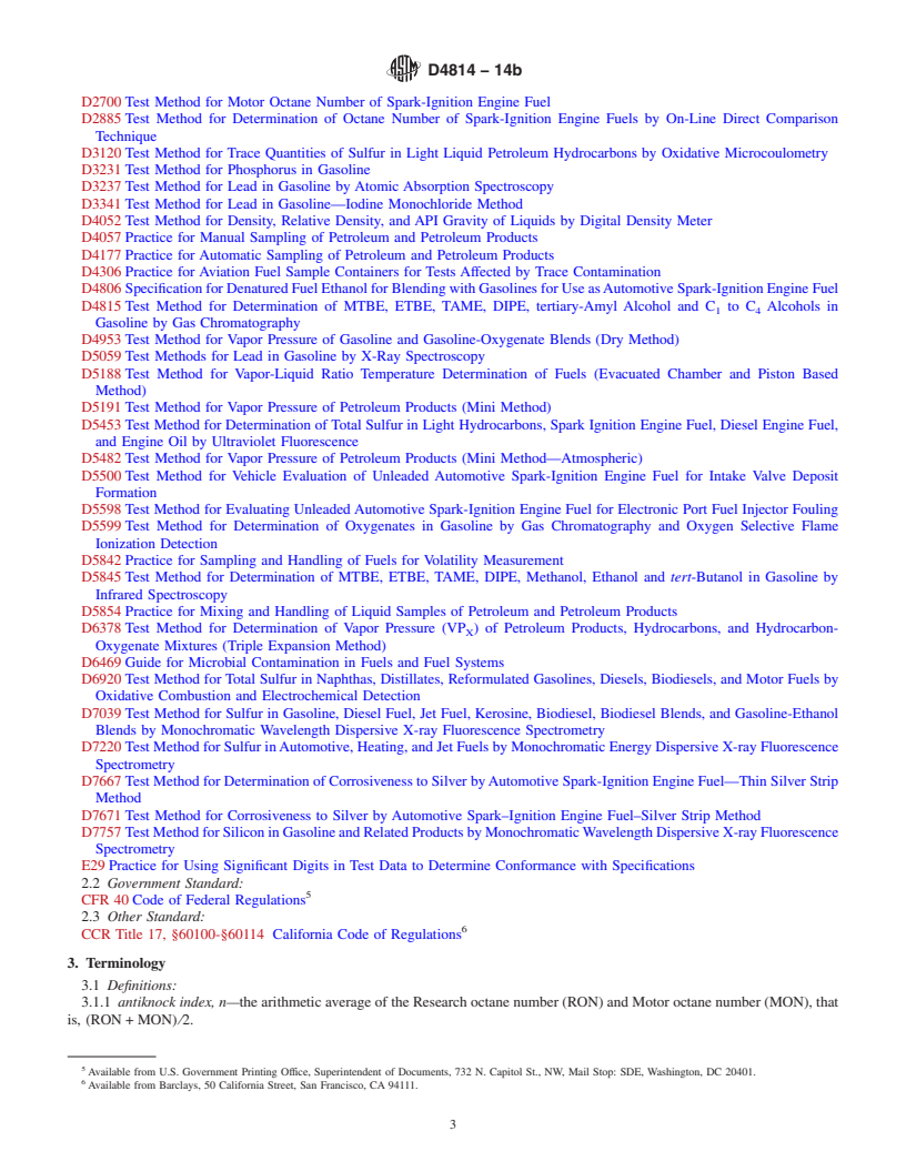 REDLINE ASTM D4814-14b - Standard Specification for Automotive Spark-Ignition Engine Fuel