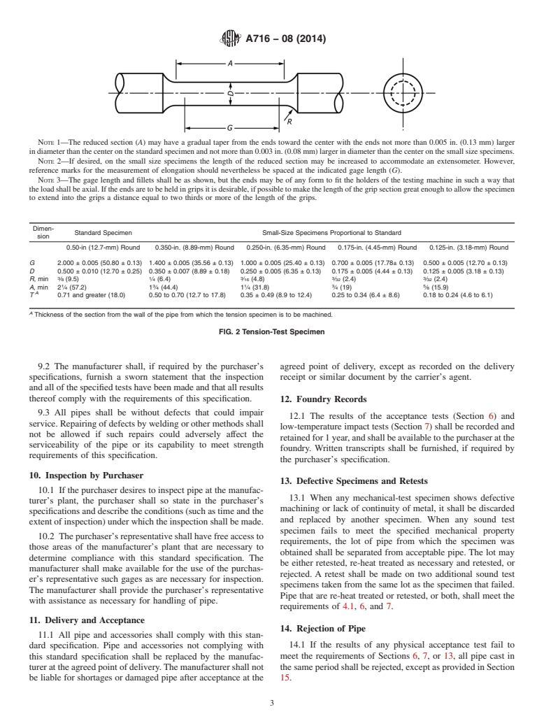 ASTM A716-08(2014) - Standard Specification for  Ductile Iron Culvert Pipe