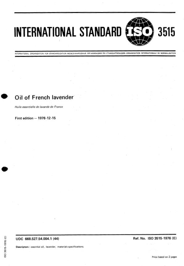 ISO 3515:1976 ISO 3515:1976 - Oil of French lavender - Page 1 preview