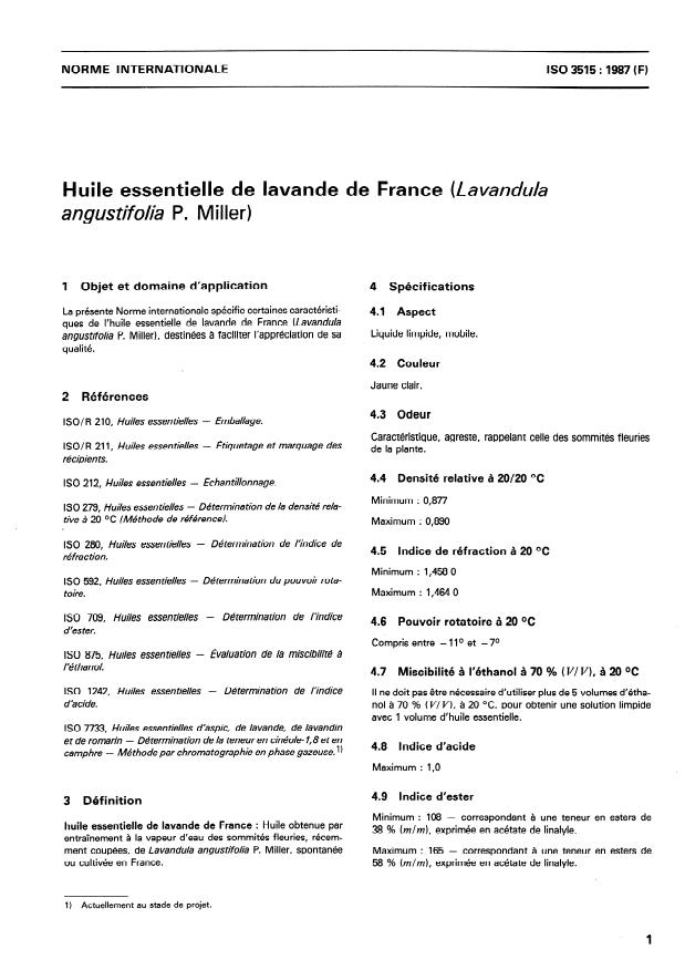 ISO 3515:1987 ISO 3515:1987 - Oil of French lavender (Lavandula angustifolia P. Miller) - Page 3 preview