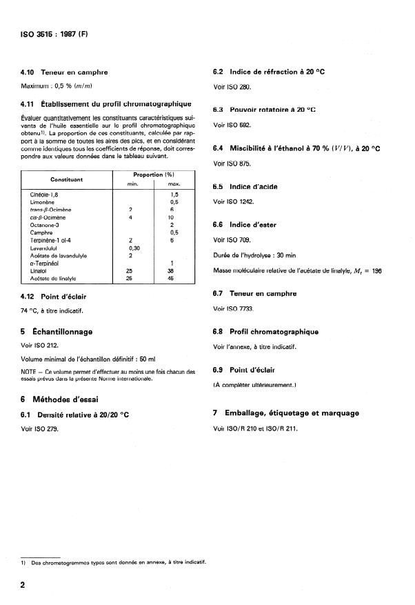 ISO 3515:1987 ISO 3515:1987 - Oil of French lavender (Lavandula angustifolia P. Miller) - Page 4 preview
