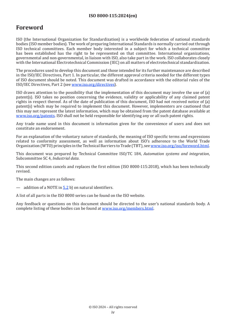 ISO 8000-115:2024 ISO 8000-115:2024 - Data quality — Part 115: Master data: Exchange of quality identifiers: Syntactic, semantic and resolution requirements
Released:12. 06. 2024 - Page 4 preview