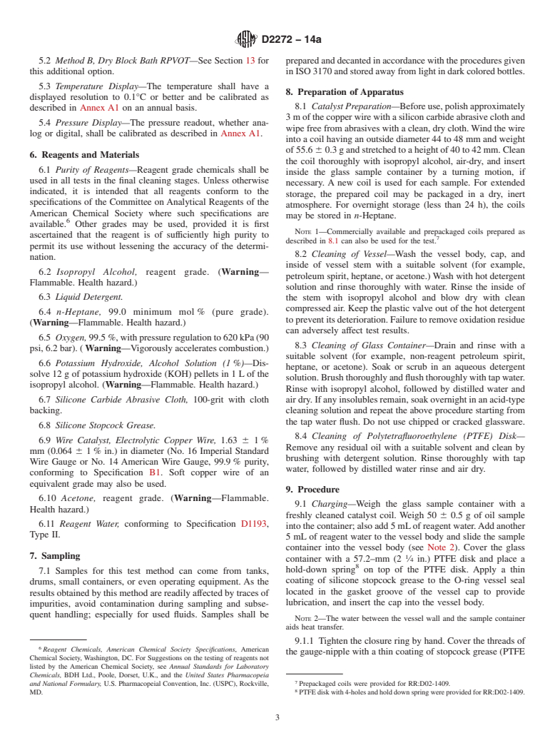 ASTM D2272-14a - Standard Test Method for  Oxidation Stability of Steam Turbine Oils by Rotating Pressure   Vessel