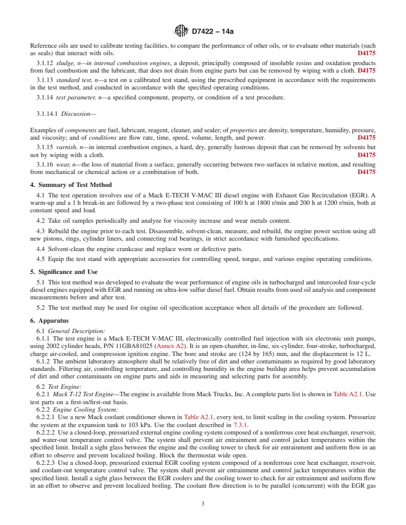 REDLINE ASTM D7422-14a - Standard Test Method for  Evaluation of Diesel Engine Oils in T-12 Exhaust Gas Recirculation  Diesel Engine