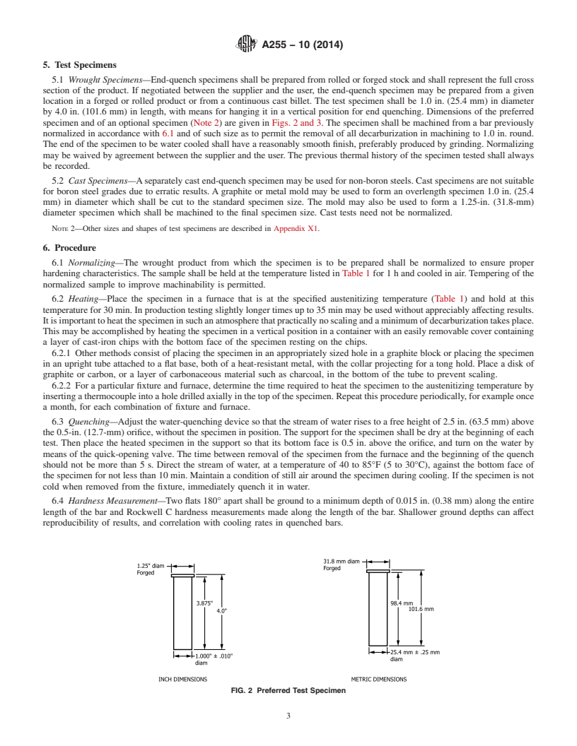 REDLINE ASTM A255-10(2014) - Standard Test Methods for Determining Hardenability of Steel