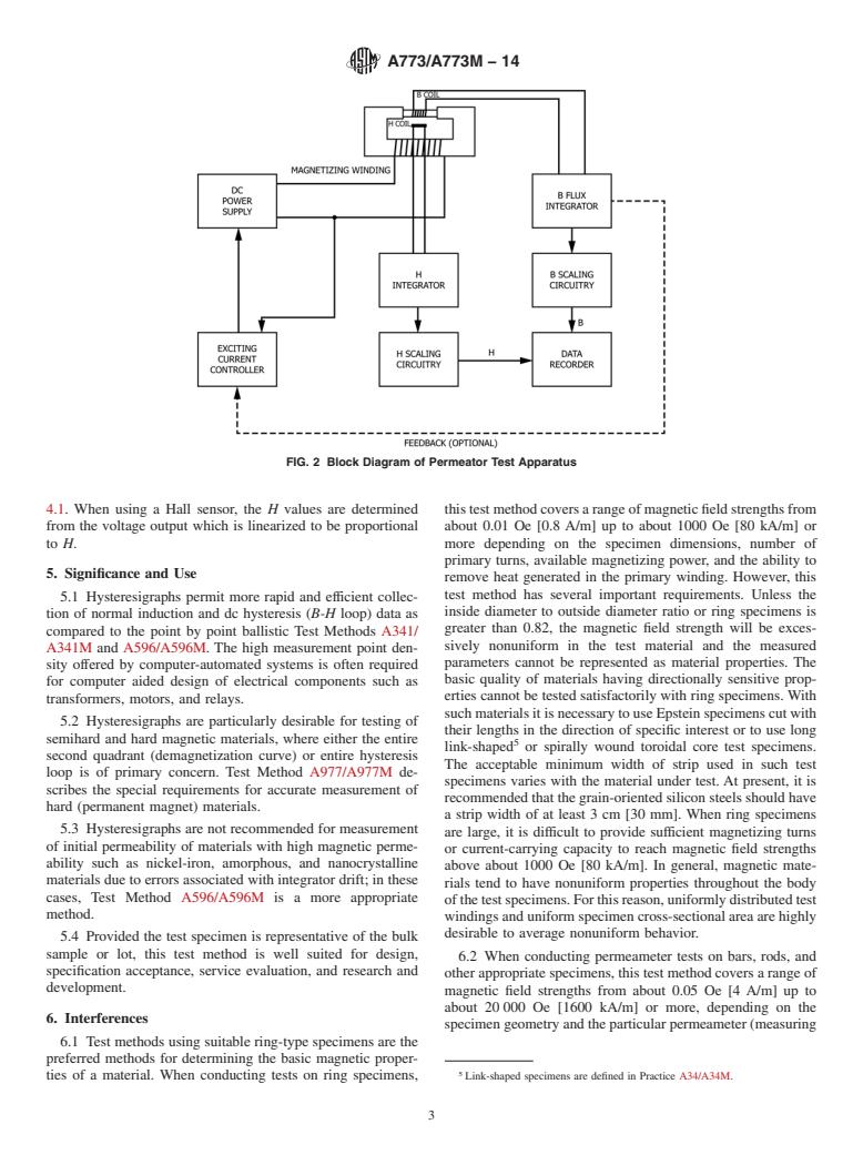 ASTM A773/A773M-14 - Standard Test Method for Direct Current Magnetic Properties of Low Coercivity Magnetic  Materials Using Hysteresigraphs