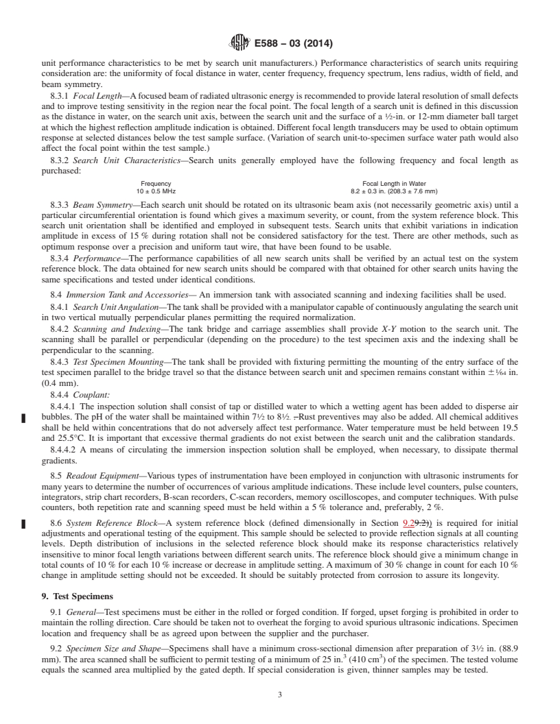 REDLINE ASTM E588-03(2014) - Standard Practice for Detection of Large Inclusions in Bearing Quality Steel by the  Ultrasonic Method