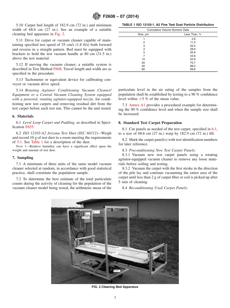 ASTM F2608-07(2014) - Standard Test Method for  Determining the Change in Room Air Particulate Counts as a  Result of the Vacuum Cleaning Process