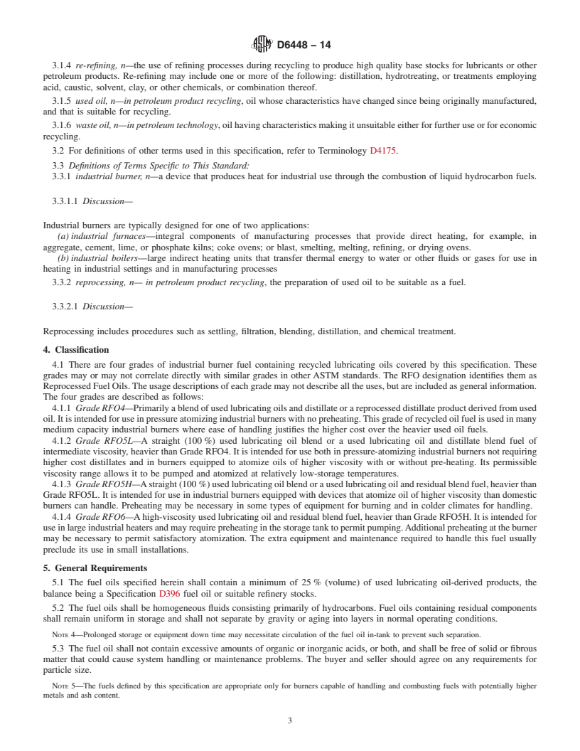 REDLINE ASTM D6448-14 - Standard Specification for  Industrial Burner Fuels from Used Lubricating Oils