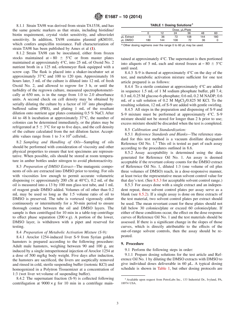 ASTM E1687-10(2014) - Standard Test Method for  Determining Carcinogenic Potential of Virgin Base Oils in Metalworking  Fluids