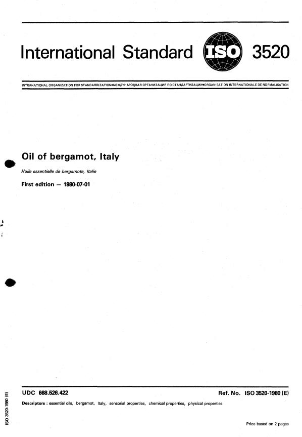 ISO 3520:1980 - Oil of bergamot, Italy