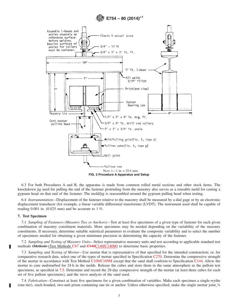 REDLINE ASTM E754-80(2014)e1 - Standard Test Method for Pullout Resistance of Ties and Anchors Embedded in Masonry  Mortar Joints