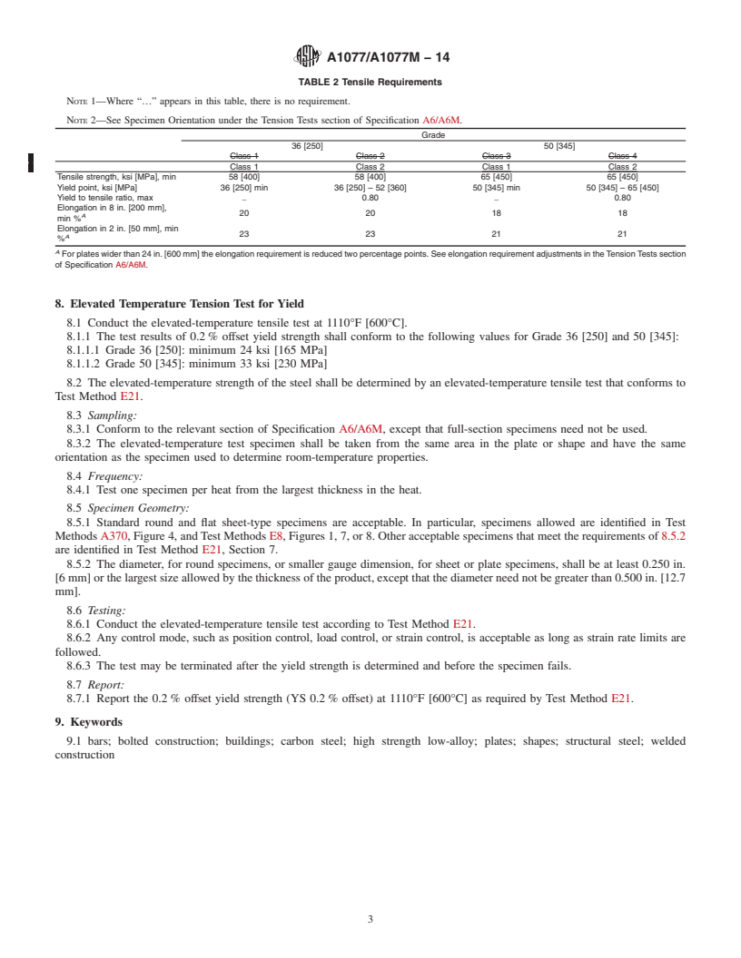 REDLINE ASTM A1077/A1077M-14 - Standard Specification for  Structural Steel with Improved Yield Strength at High Temperature  for Use in Buildings