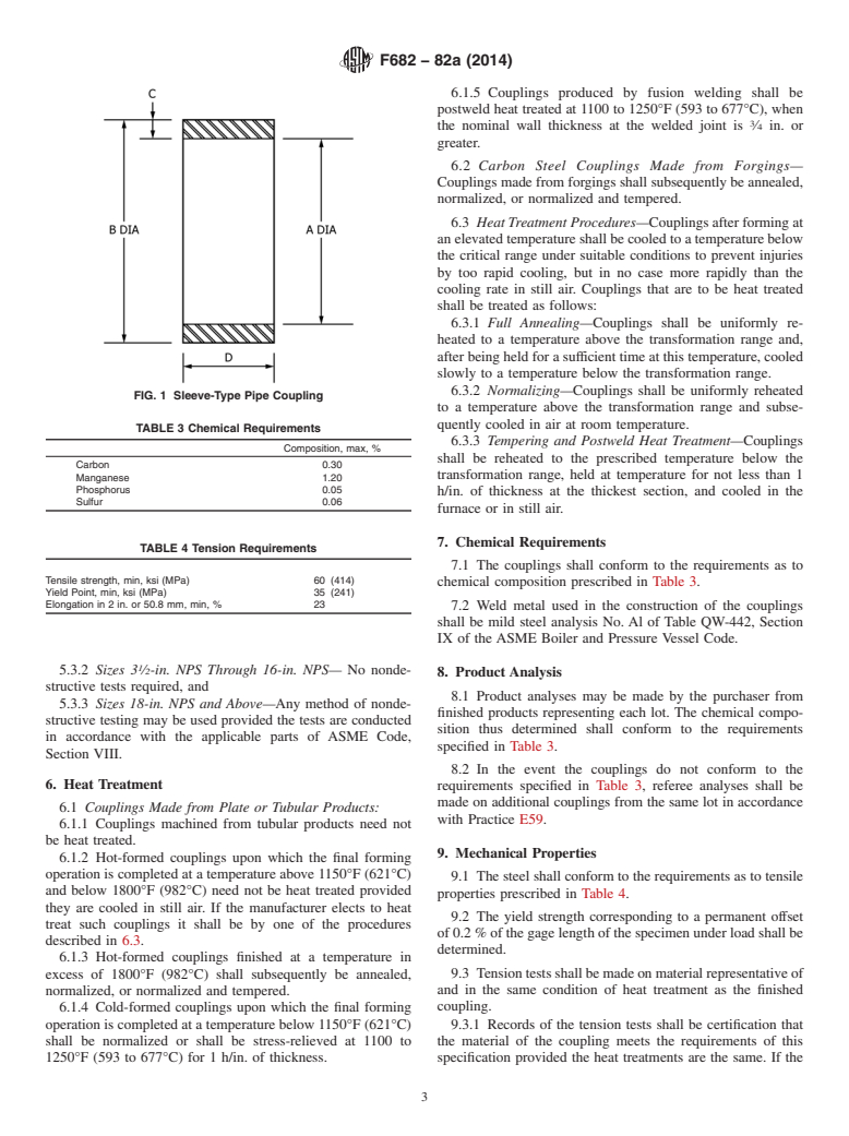 ASTM F682-82a(2014) - Standard Specification for  Wrought Carbon Steel Sleeve-Type Pipe Couplings