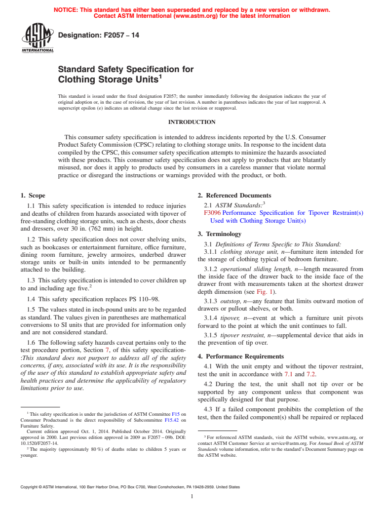 ASTM F2057-14 - Standard Safety Specification for  Clothing Storage Units