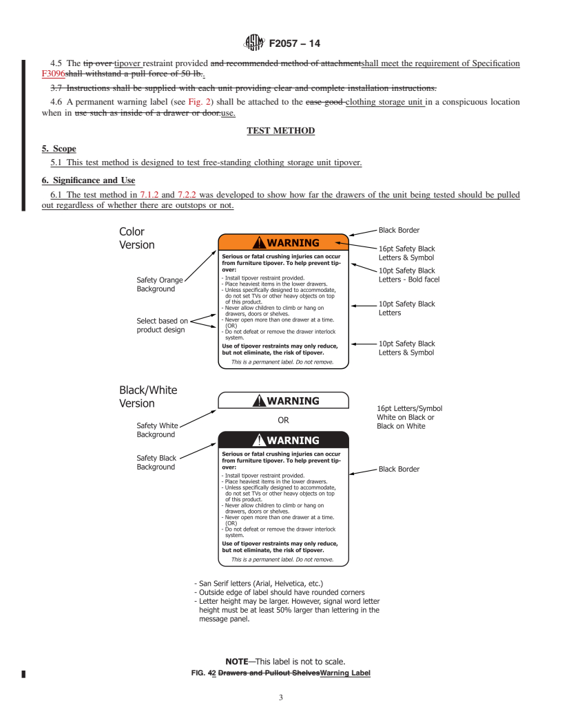 REDLINE ASTM F2057-14 - Standard Safety Specification for  Clothing Storage Units