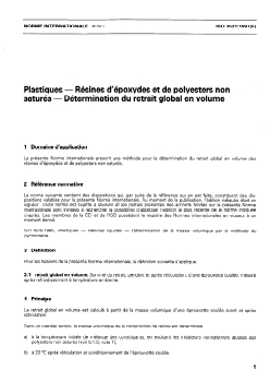 ISO 3521:1997 - Plastiques — Résines d'époxydes et de polyesters non saturés — Détermination du retrait global en volume
Released:2/20/1997 - Page 3 preview
