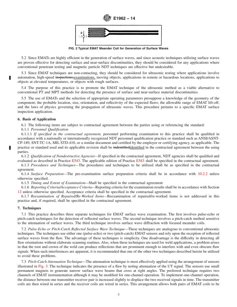 REDLINE ASTM E1962-14 - Standard Practice for  Ultrasonic Surface Testing Using Electromagnetic Acoustic Transducer  &#40;EMAT&#41; Techniques