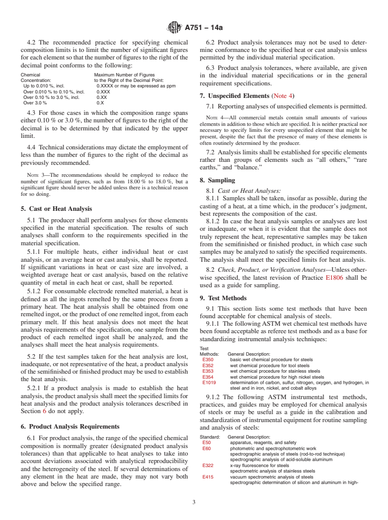 ASTM A751-14a - Standard Test Methods, Practices, and Terminology for  Chemical Analysis of Steel Products