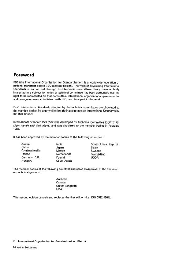 ISO 3522:1984 ISO 3522:1984 - Cast aluminium alloys -- Chemical composition and mechanical properties - Page 2 preview
