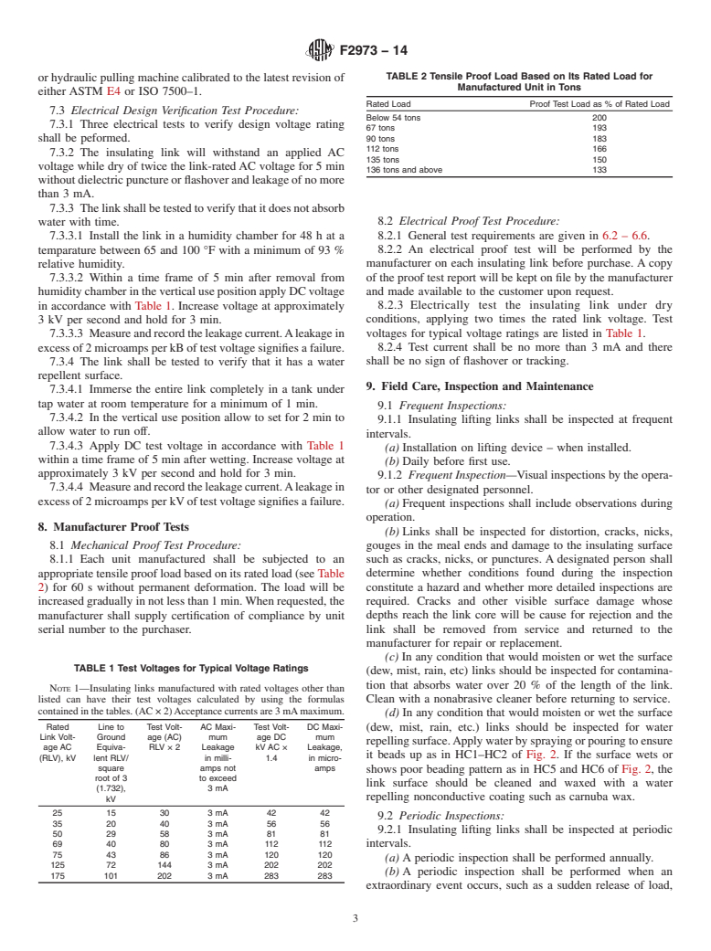 ASTM F2973-14 - Standard Specification for Insulating Lifting Links for Load Lifting Equipment Working  Near Energized Power Lines