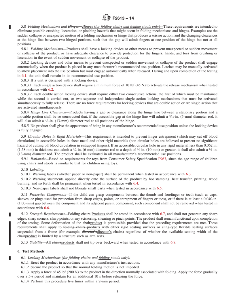 REDLINE ASTM F2613-14 - Standard Consumer Safety Specification for  Children&rsquo;s Chairs and Stools