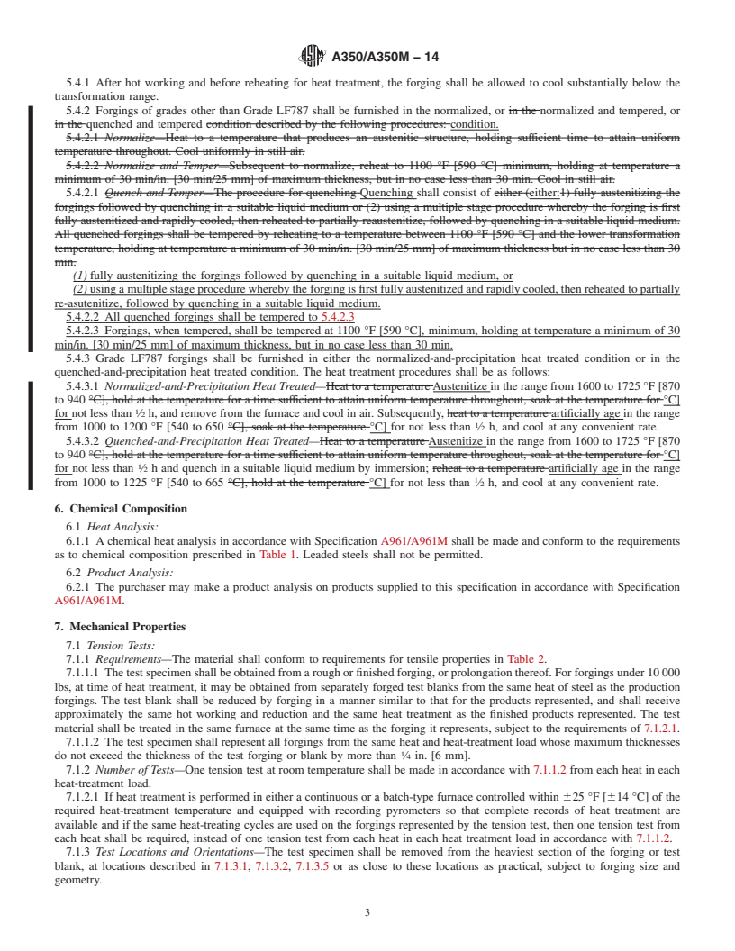 REDLINE ASTM A350/A350M-14 - Standard Specification for  Carbon and Low-Alloy Steel Forgings, Requiring Notch Toughness   Testing for Piping Components