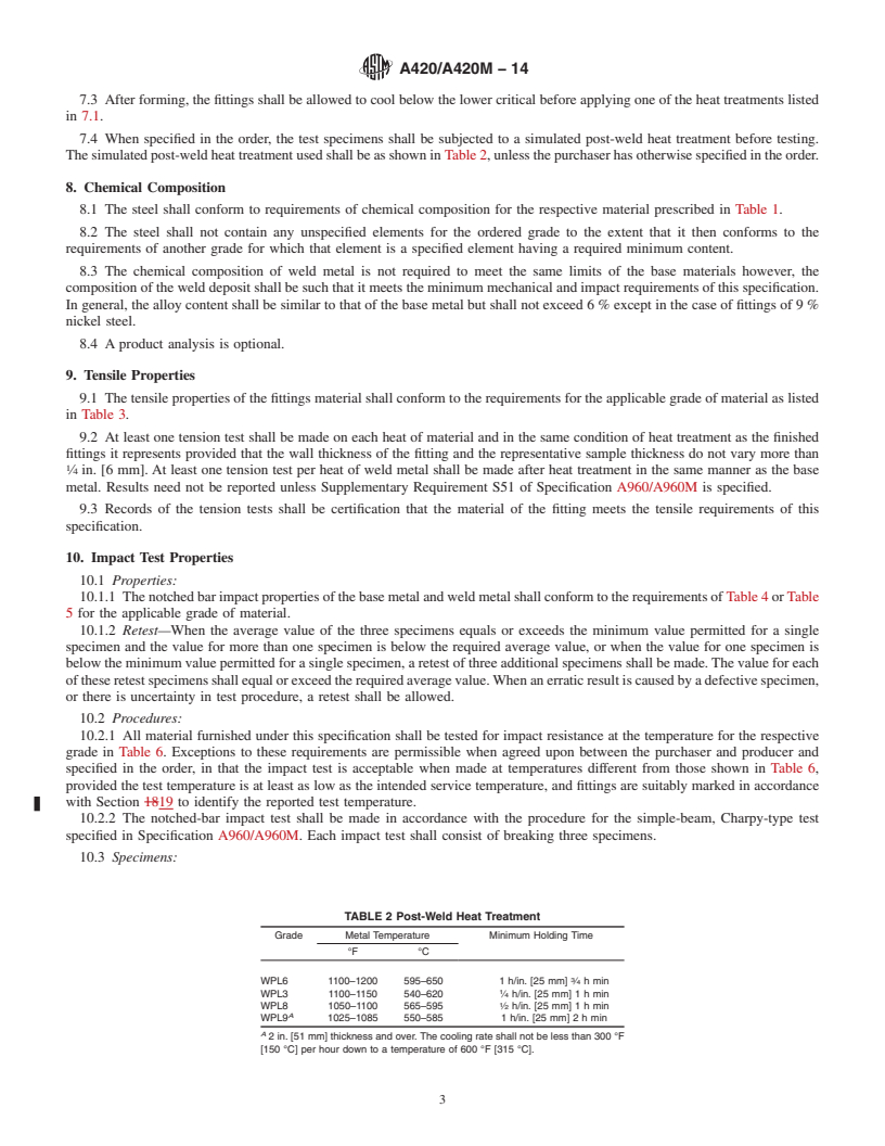 REDLINE ASTM A420/A420M-14 - Standard Specification for  Piping Fittings of Wrought Carbon Steel and Alloy Steel for   Low-Temperature Service