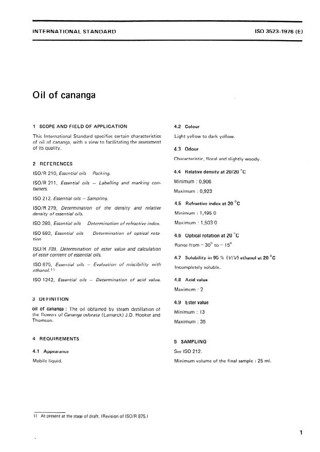 ISO 3523:1976 ISO 3523:1976 - Oil of cananga
