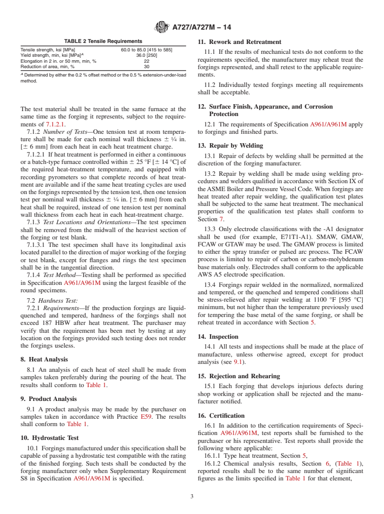 ASTM A727/A727M-14 - Standard Specification for  Carbon Steel Forgings for Piping Components with Inherent Notch   Toughness