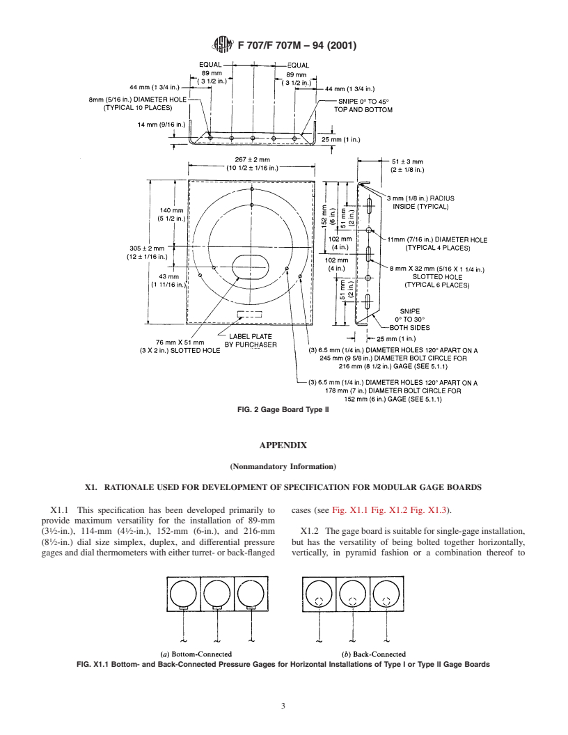 ASTM F707/F707M-94(2001) - Standard Specification for Modular Gage Boards