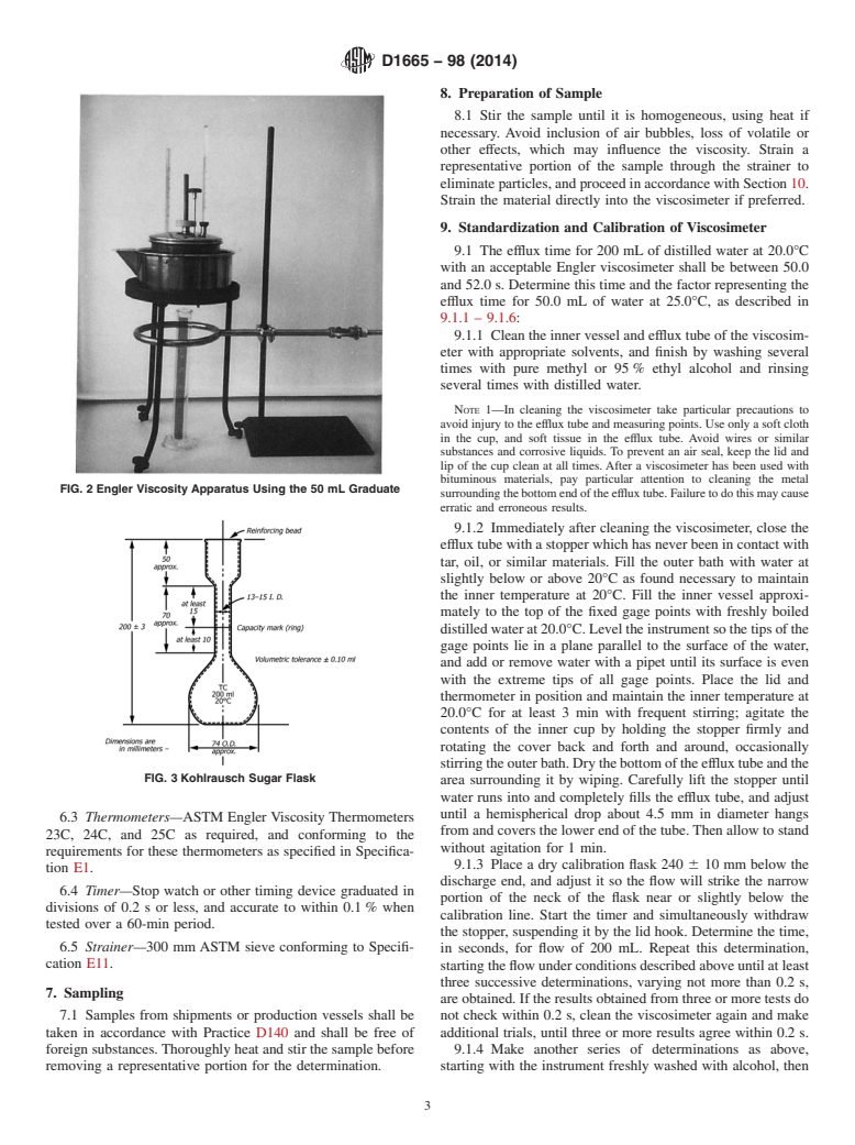 ASTM D1665-98(2014) - Standard Test Method for  Engler Specific Viscosity of Tar Products