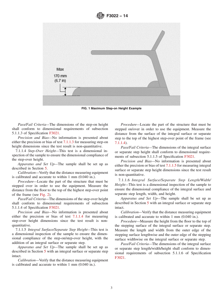 ASTM F3022-14 - Standard Test Method for Evaluating the Universal Design of Fitness Equipment for Inclusive  Use by Persons with Functional Limitations and Impairments