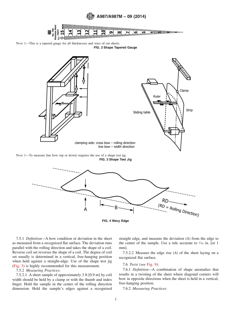 ASTM A987/A987M-09(2014) - Standard Practice for  Measuring Shape Characteristics of Tin Mill Products