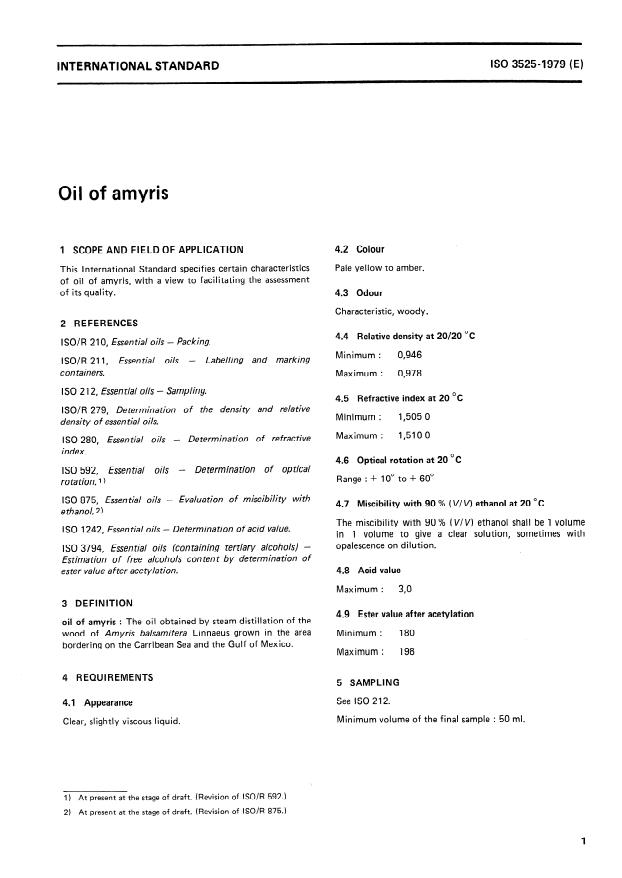 ISO 3525:1979 - Oil of amyris