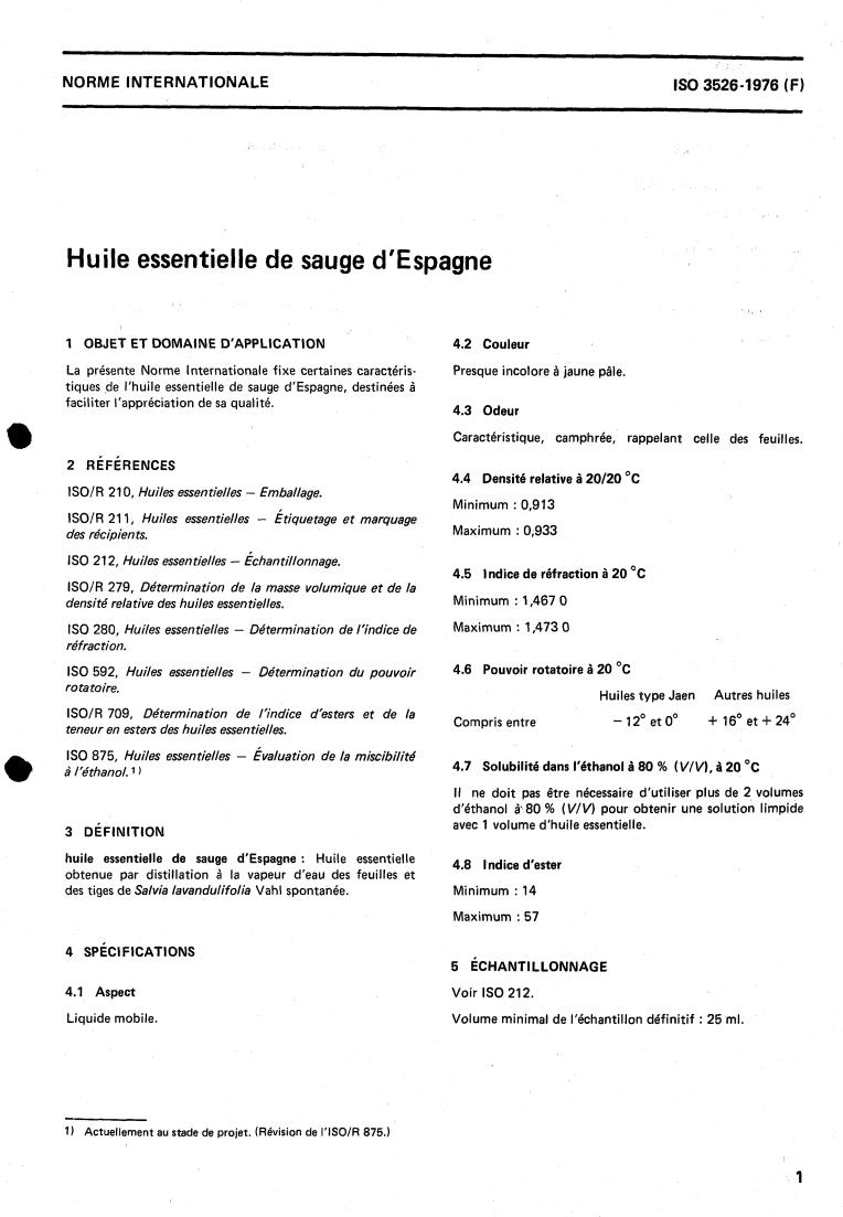 ISO 3526:1976 - Oil of Spanish sage
Released:12/1/1976