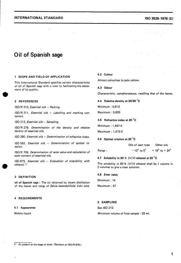 ISO 3526:1976 - Oil of Spanish sage