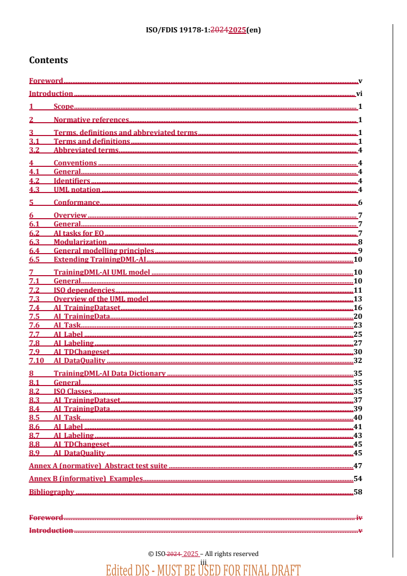 ISO/FDIS 19178-1 REDLINE ISO/FDIS 19178-1 - Geographic information — Training data markup language for artificial intelligence — Part 1: Conceptual model
Released:21. 02. 2025