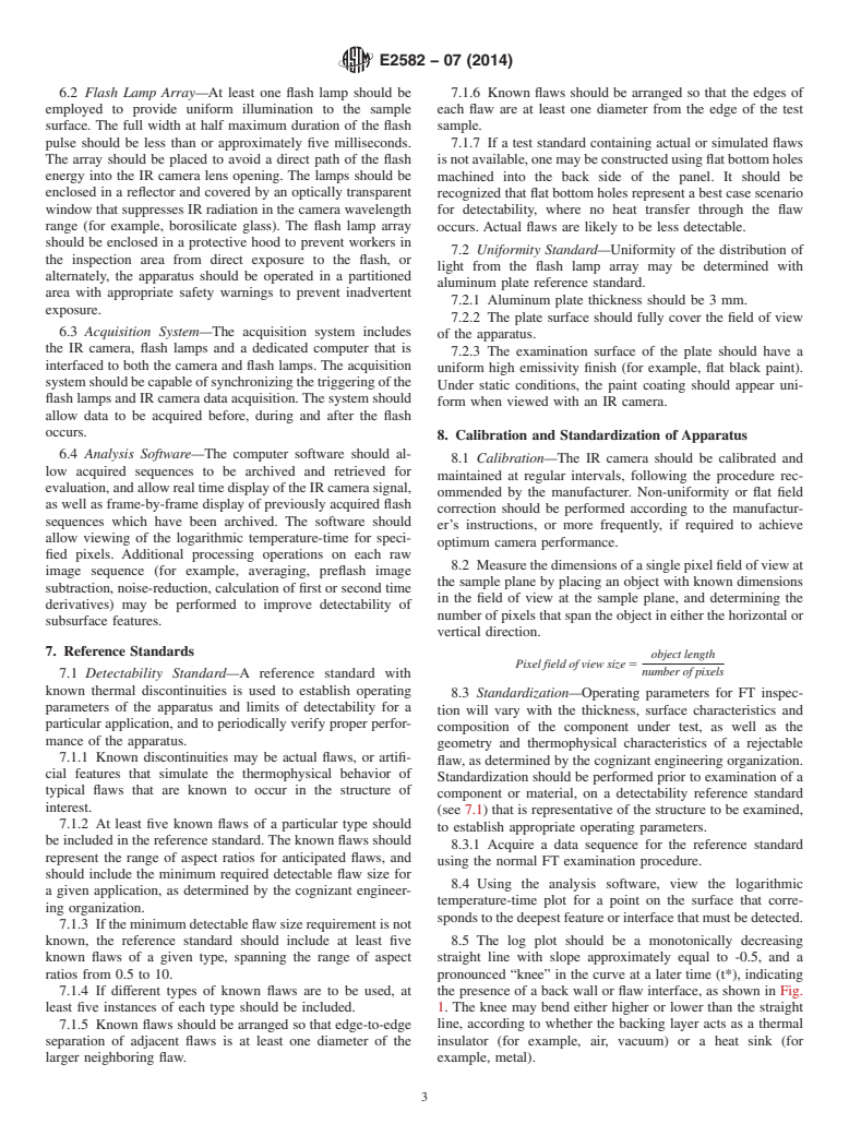 ASTM E2582-07(2014) - Standard Practice for  Infrared Flash Thermography of Composite Panels and Repair  Patches Used in Aerospace Applications