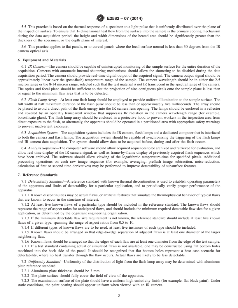 REDLINE ASTM E2582-07(2014) - Standard Practice for  Infrared Flash Thermography of Composite Panels and Repair  Patches Used in Aerospace Applications