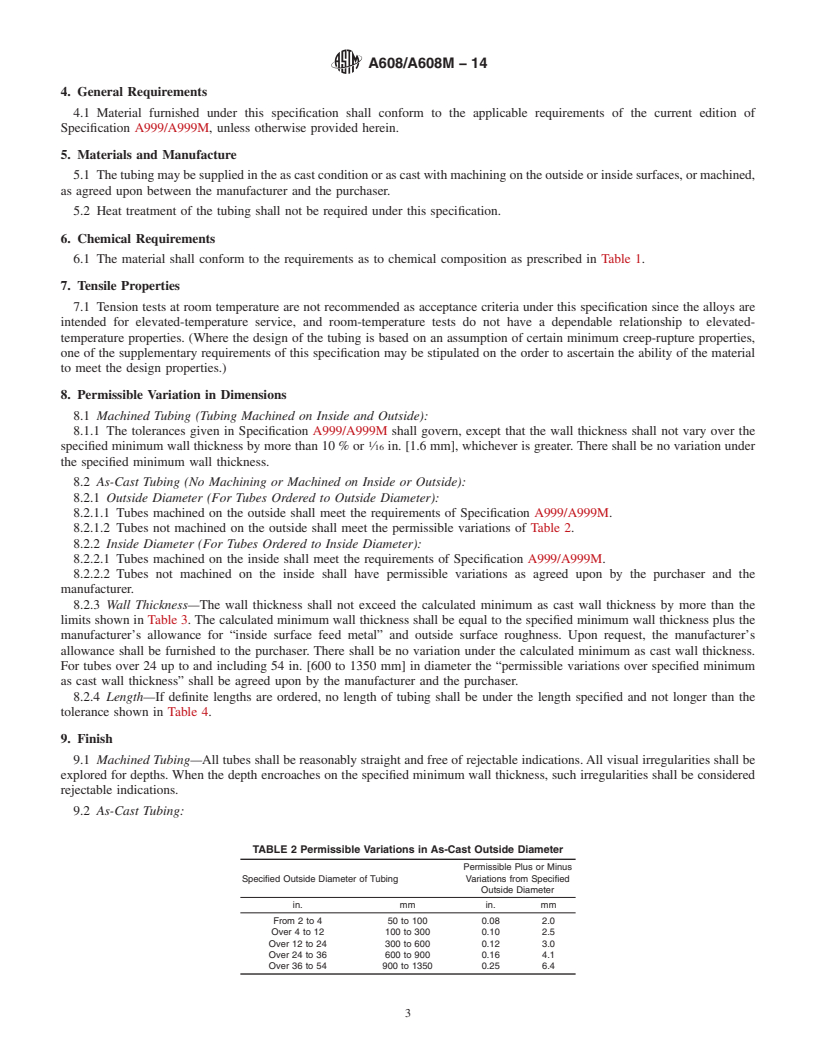 REDLINE ASTM A608/A608M-14 - Standard Specification for  Centrifugally Cast Iron-Chromium-Nickel High-Alloy Tubing for   Pressure Application at High Temperatures