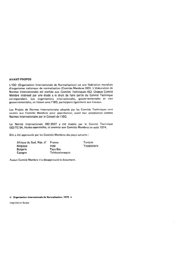 ISO 3527:1975 ISO 3527:1975 - Huile essentielle de fruits de persil - Page 2 preview