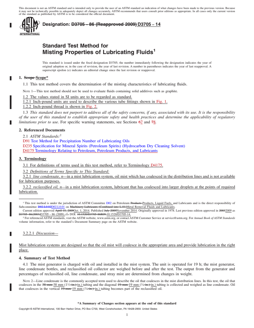 REDLINE ASTM D3705-14 - Standard Test Method for  Misting Properties of Lubricating Fluids