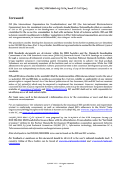 ISO/IEC/IEEE 8802-1Q:2024/Amd 37:2025 ISO/IEC/IEEE 8802-1Q:2024/Amd 37:2025 - Telecommunications and exchange between information technology systems — Requirements for local and metropolitan area networks — Part 1Q: Bridges and bridged networks — Amendment 37: Automatic Attachment to Provider Backbone Bridging (PBB) Services
Released:31. 03. 2025 - Page 3 preview