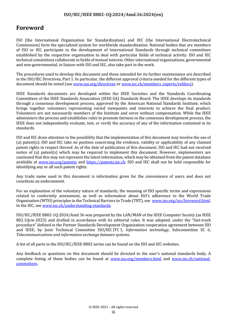 ISO/IEC/IEEE 8802-1Q:2024/Amd 36:2025 - Telecommunications and exchange between information technology systems — Requirements for local and metropolitan area networks — Part 1Q: Bridges and bridged networks — Amendment 36: YANG Data Models for Scheduled Traffic, Frame Preemption, and Per-Stream Filtering and Policing
Released:26. 02. 2025