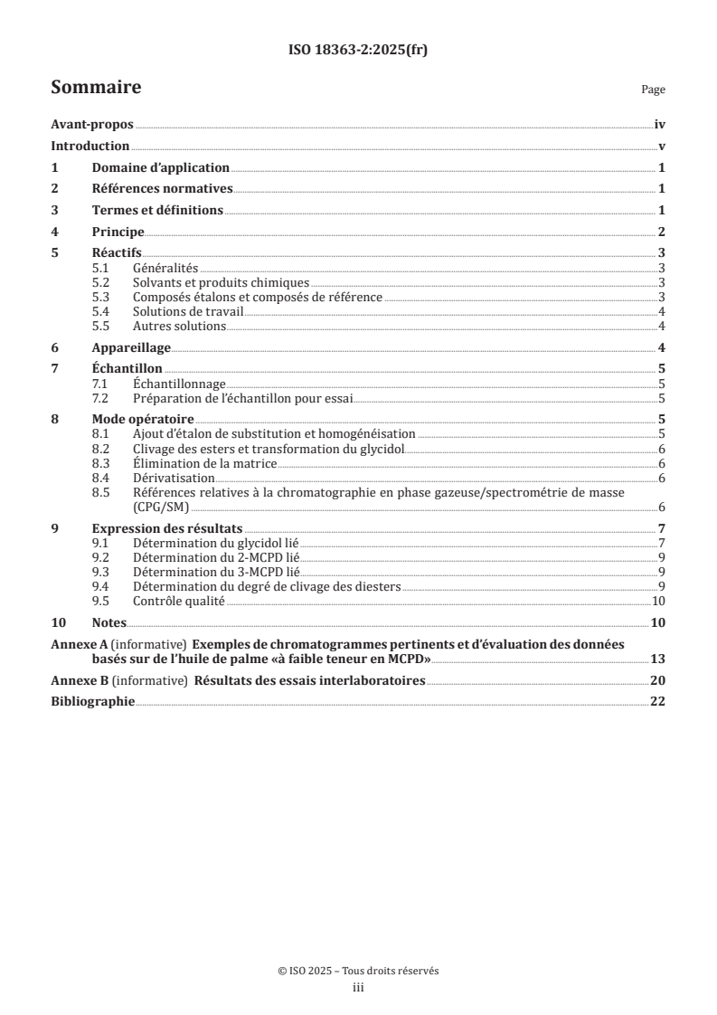 ISO 18363-2:2025 - Corps gras d’origines animale et végétale — Détermination des esters de chloropropanediols (MCPD) et d’acides gras et des esters de glycidol et d’acides gras par CPG/SM — Partie 2: Méthode par transestérification alcaline lente et mesure pour le 2-MCPD, le 3-MCPD et le glycidol
Released:8. 01. 2025