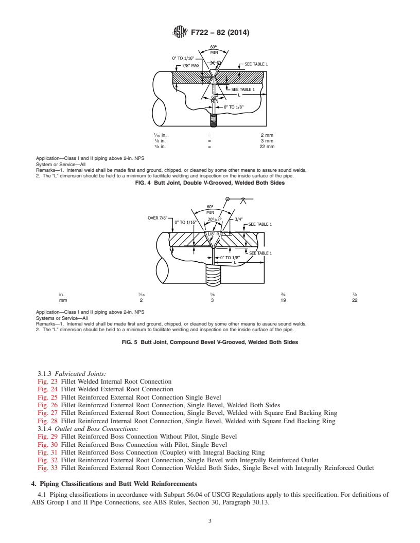 REDLINE ASTM F722-82(2014) - Standard Specification for  Welded Joints for Shipboard Piping Systems