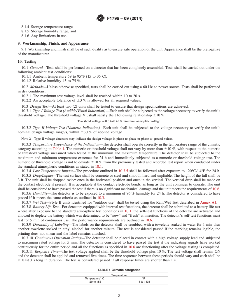 REDLINE ASTM F1796-09(2014) - Standard Specification for  High Voltage Detectors&mdash;Part 1 Capacitive Type to be Used  for Voltages Exceeding 600 Volts AC